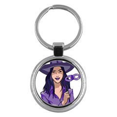 Purple Witch Key Chain (round) by FunWithFibro