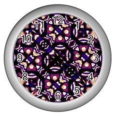 Colorful Tribal Pattern Print Wall Clock (silver)