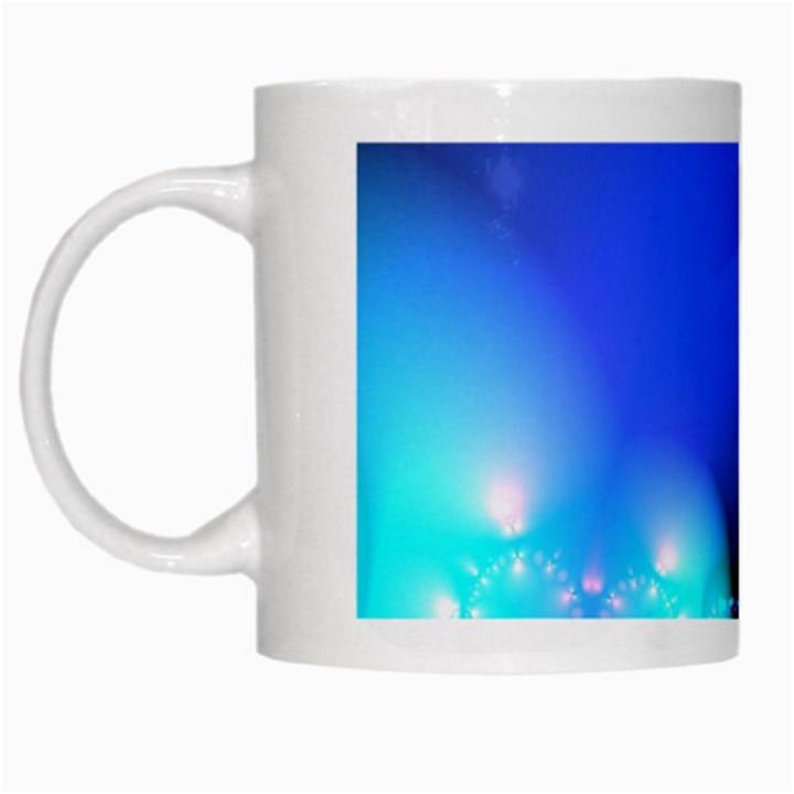 Love In Action, Pink, Purple, Blue Heartbeat White Mug