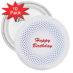 Halftone Circle With Squares 3  Button (10 Pack) by rizovdesign