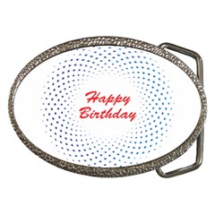 Halftone Circle With Squares Belt Buckle (oval) by rizovdesign