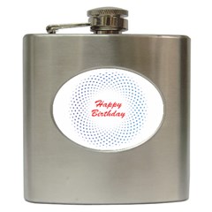 Halftone Circle With Squares Hip Flask