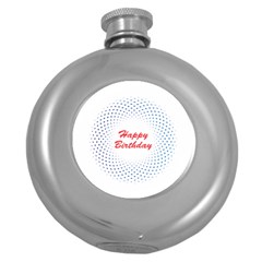 Halftone Circle With Squares Hip Flask (round)