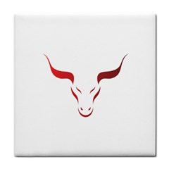 Stylized Symbol Red Bull Icon Design Ceramic Tile by rizovdesign