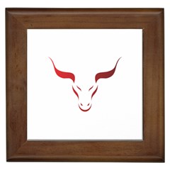 Stylized Symbol Red Bull Icon Design Framed Ceramic Tile by rizovdesign