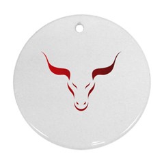 Stylized Symbol Red Bull Icon Design Round Ornament (two Sides) by rizovdesign
