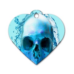 Skull In Water Dog Tag Heart (one Sided)  by icarusismartdesigns