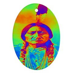 Sitting Bull Oval Ornament (two Sides) by icarusismartdesigns