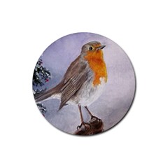 Robin On Log Drink Coaster (round) by ArtByThree