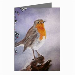 Robin On Log Greeting Card (8 Pack) by ArtByThree