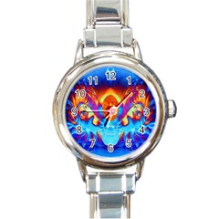 Escape From The Sun Round Italian Charm Watch by icarusismartdesigns
