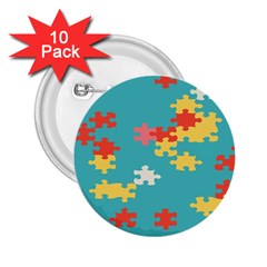 Puzzle Pieces 2 25  Button (10 Pack)