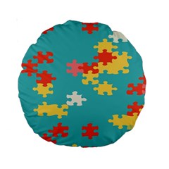 Puzzle Pieces 15  Premium Round Cushion 