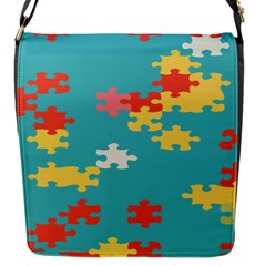 Puzzle Pieces Flap Closure Messenger Bag (small) by LalyLauraFLM