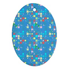 Colorful Squares Pattern Oval Ornament (two Sides)