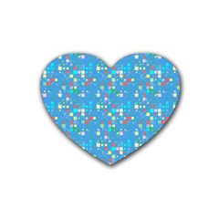 Colorful Squares Pattern Rubber Coaster (heart)