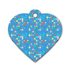 Colorful Squares Pattern Dog Tag Heart (one Side)