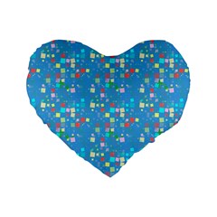 Colorful Squares Pattern 16  Premium Heart Shape Cushion  by LalyLauraFLM