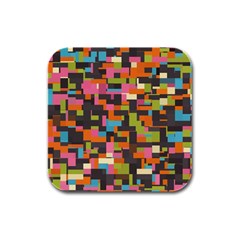 Colorful Pixels Rubber Square Coaster (4 Pack)