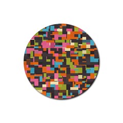 Colorful Pixels Rubber Coaster (round) by LalyLauraFLM