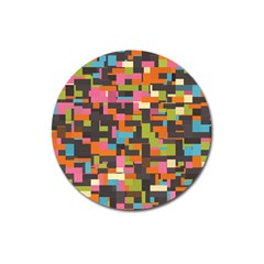 Colorful Pixels Magnet 3  (round) by LalyLauraFLM