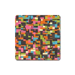 Colorful Pixels Magnet (square) by LalyLauraFLM