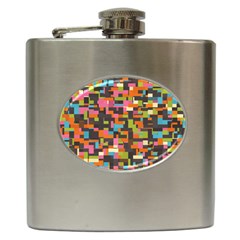 Colorful Pixels Hip Flask (6 Oz) by LalyLauraFLM