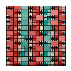 Red And Green Squares Tile Coaster