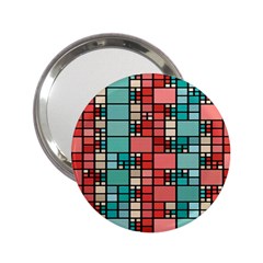 Red And Green Squares 2 25  Handbag Mirror