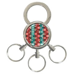 Red And Green Squares 3-ring Key Chain