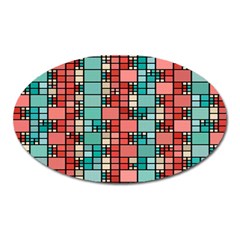 Red And Green Squares Magnet (oval)