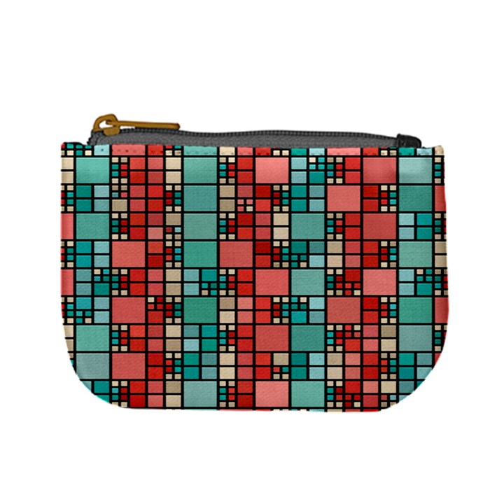 Red and green squares Mini Coin Purse