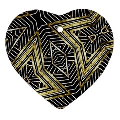 Geometric Tribal Golden Pattern Print Heart Ornament