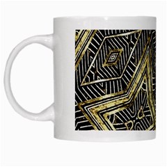 Geometric Tribal Golden Pattern Print White Coffee Mug