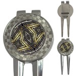 Geometric Tribal Golden Pattern Print Golf Pitchfork & Ball Marker Front