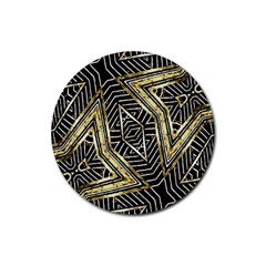 Geometric Tribal Golden Pattern Print Drink Coaster (round)