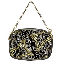 Geometric Tribal Golden Pattern Print Chain Purse (two Sided) 