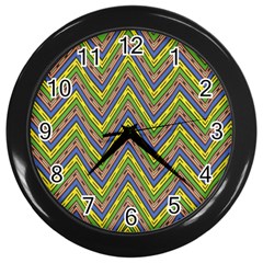 Zig Zag Pattern Wall Clock (black) by LalyLauraFLM