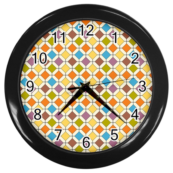 Colorful rhombus pattern Wall Clock (Black)