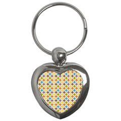 Colorful Rhombus Pattern Key Chain (heart) by LalyLauraFLM