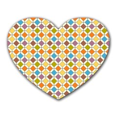 Colorful Rhombus Pattern Heart Mousepad