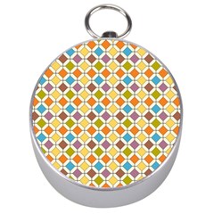 Colorful Rhombus Pattern Silver Compass