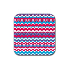 Waves Pattern Rubber Coaster (square) by LalyLauraFLM