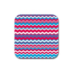 Waves Pattern Rubber Square Coaster (4 Pack) by LalyLauraFLM