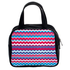 Waves Pattern Classic Handbag (two Sides) by LalyLauraFLM