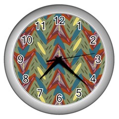 Shapes Pattern Wall Clock (silver) by LalyLauraFLM