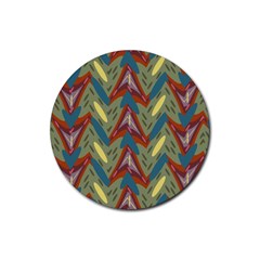 Shapes Pattern Rubber Coaster (round) by LalyLauraFLM