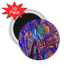 Peacock 2 25  Button Magnet (10 Pack) by icarusismartdesigns