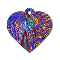 Peacock Dog Tag Heart (two Sided) by icarusismartdesigns