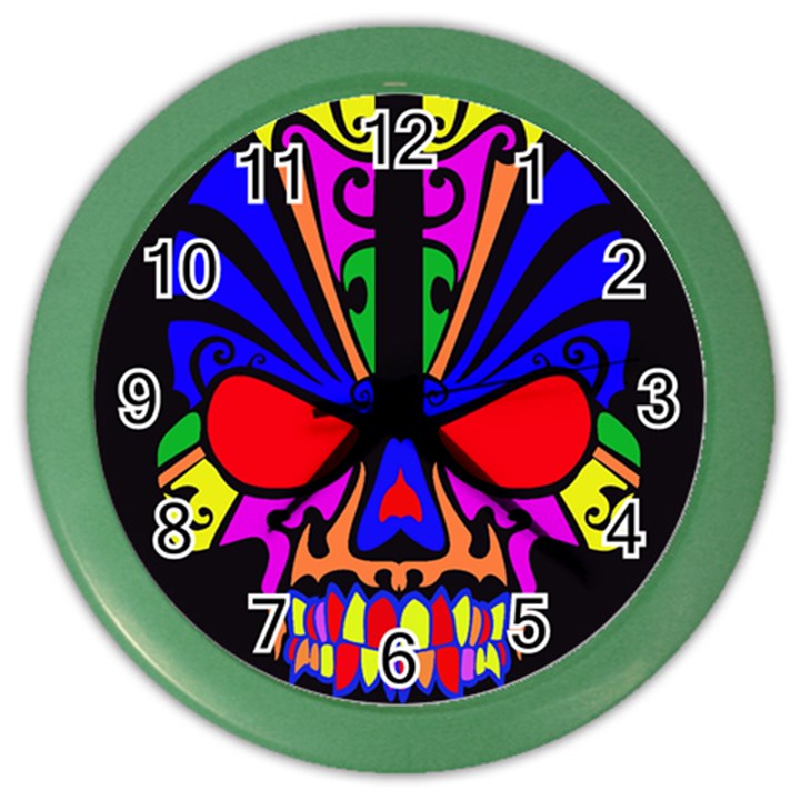 Skull In Colour Wall Clock (Color)